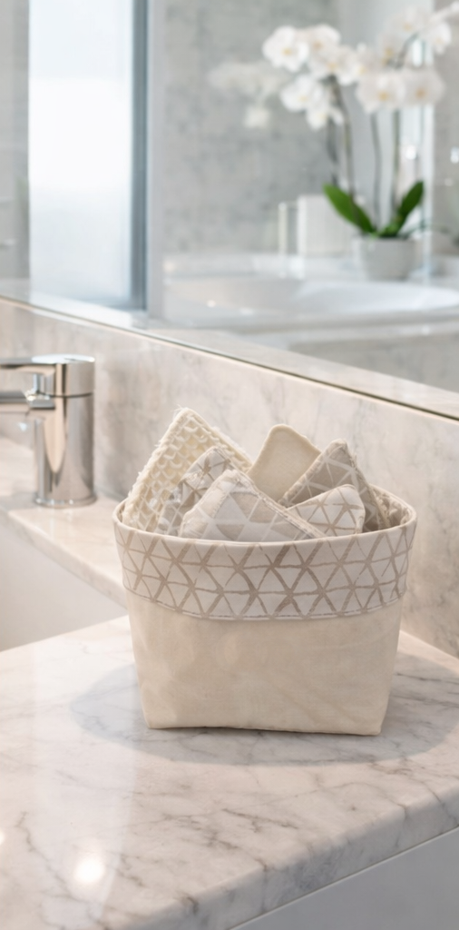 Essenza del Benessere - Set Cestino e Lavette Ecosostenibili